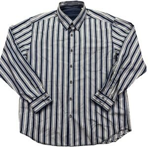 Tommy Bahama Mens Cabo Blue Striped Rail Time Long Sleeve Btn Down Shirt‎ L Silk